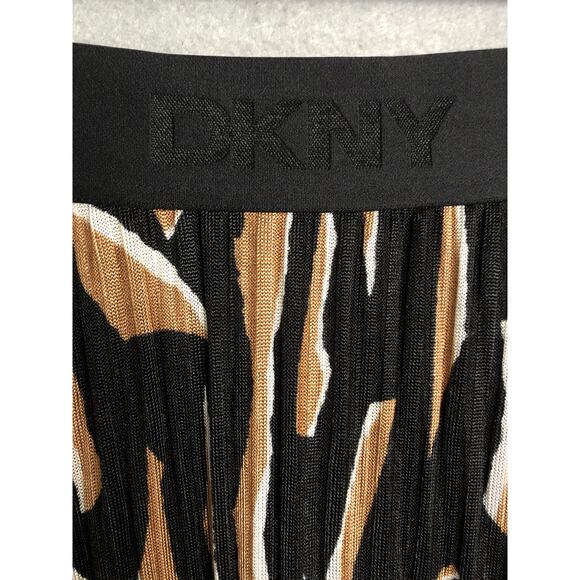 DKNY Hacci Knit Midi Skirt Women's Medium Pleated in Geo Truffle NEW - Picture 2 of 7